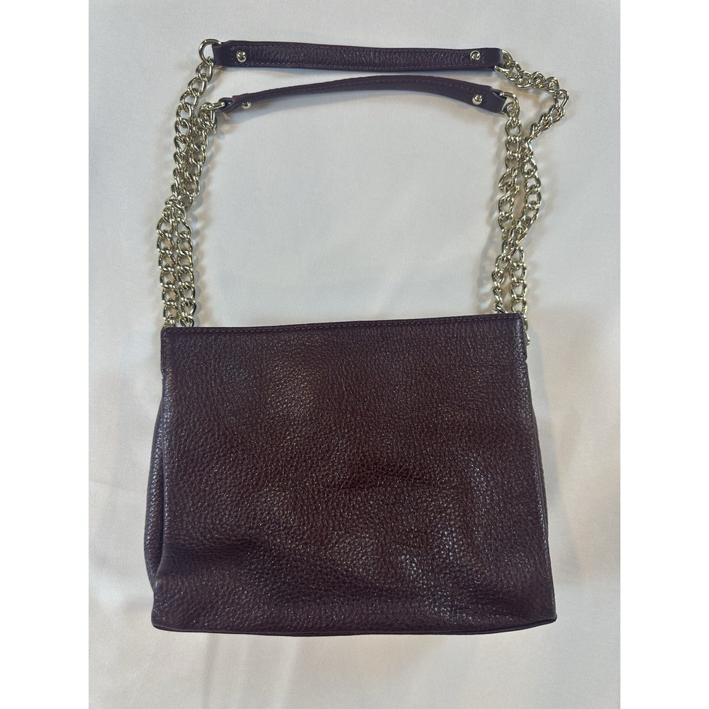 Kate Spade Purple Shimmer Pebbled Leather Chain/Leather Strap Shoulder Bag - Picture 3 of 9